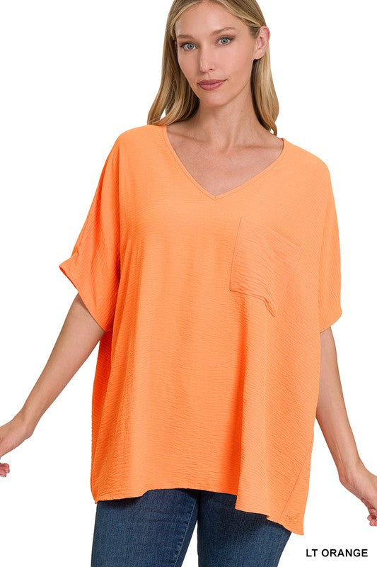 Oversized Dolman Staple Vneck Blouse