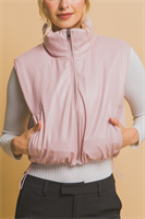 Faux Leather Puffer Vest
