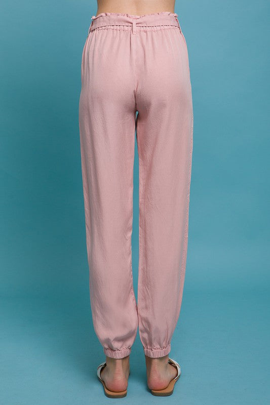 Pink Stone Woven Jogger Pants