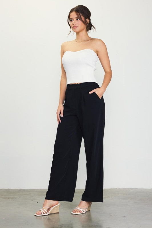 PINTUCK WIDE LEG TROUSER