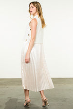 Joyful Classic Cream Pleated Dress