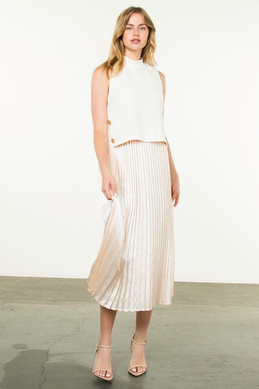 Joyful Classic Cream Pleated Dress