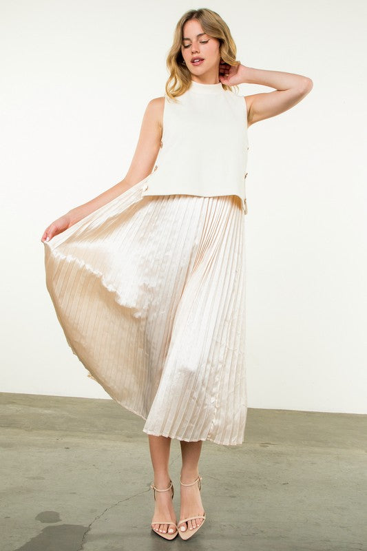 Joyful Classic Cream Pleated Dress