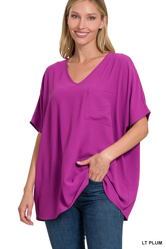 Oversized Dolman Staple Vneck Blouse