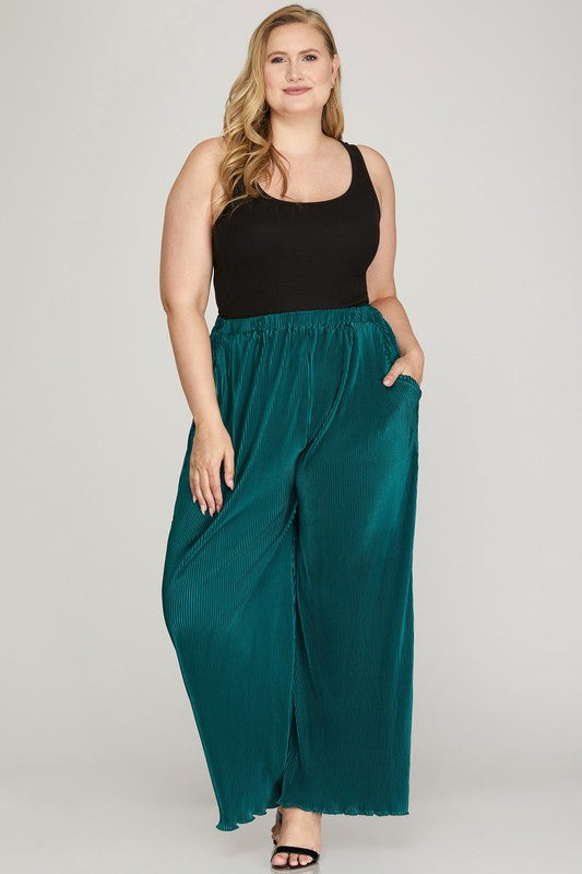 Teal Dressy Pleated Pants