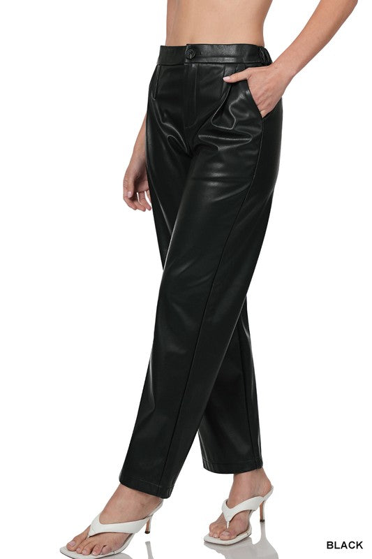 Under The Stars Black Leather Dress Pants