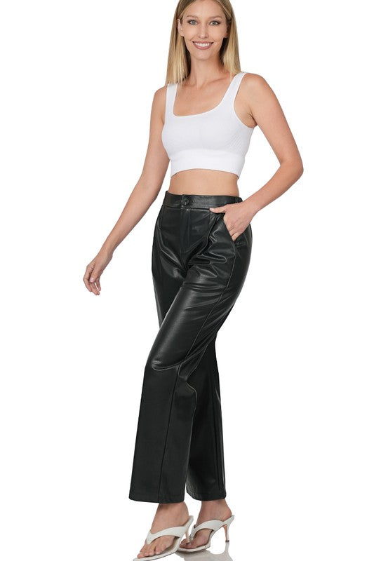 Under The Stars Black Leather Dress Pants