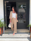 Linen One Button Rolled Blazer