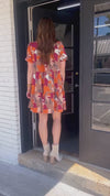 Abstract Leopard Print Button Up Dress