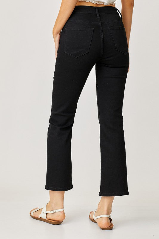 Sophie Mid Rise Ankle Bootcut Black Denim