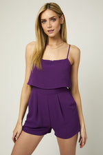 Sleeveless Layered Top Romper