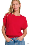 Round Neck Short Dolman Sleeve Sweater
