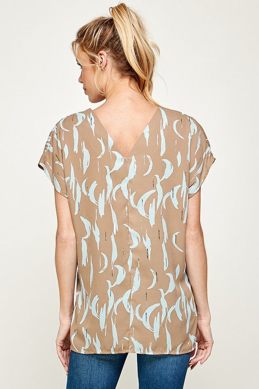 Blue and Gold Abstract Blouse