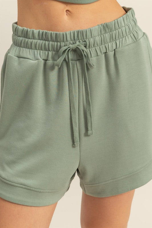 Elasticized Waist Loose Sweat Shorts