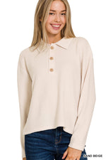 Brushed Button & Collared Sweater