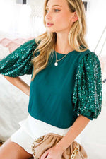 Sequin Sleeve Holiday Blouse