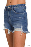 Distressed Dark Wash Denim Shorts
