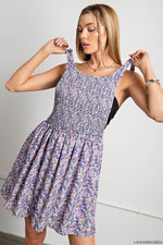 Smocked Floral Print Summer Dress