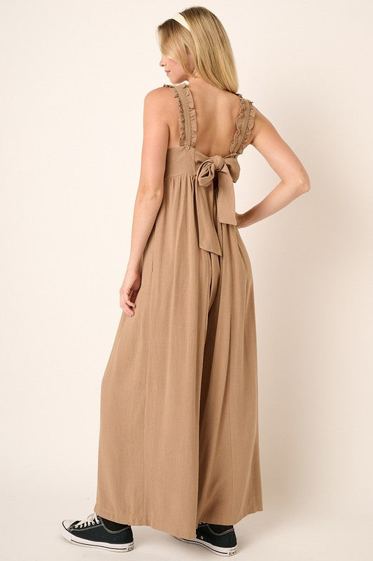 Ruffle Detail Wide Leg Jumpsuit