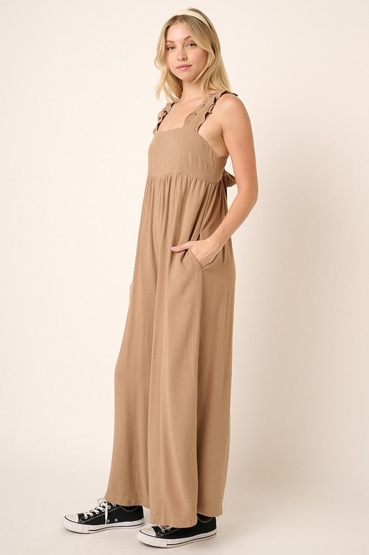 Ruffle Detail Wide Leg Jumpsuit