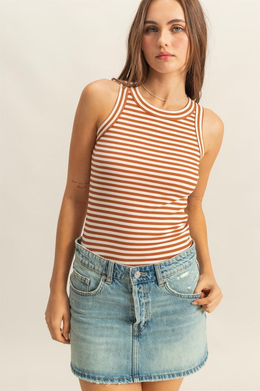 Santana's Striped Fitted Tank Top