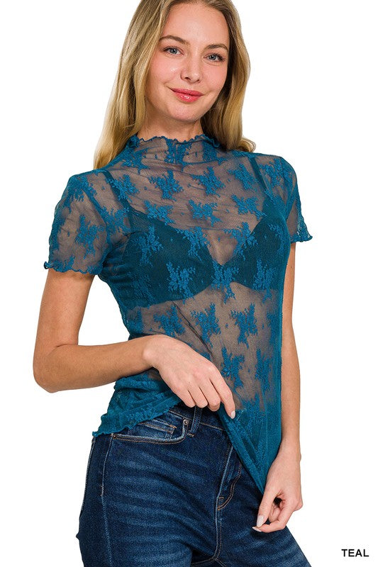 Lace Layering Short Sleeve Top