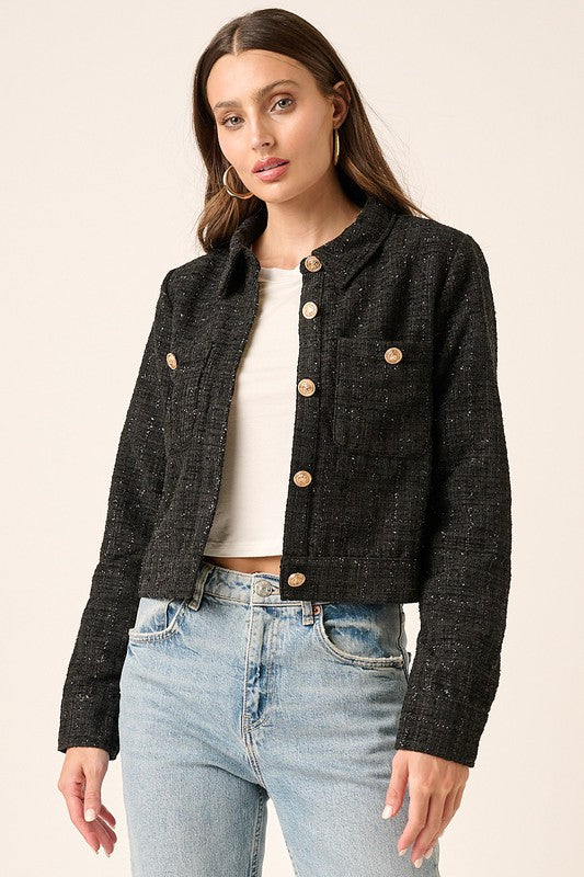 Feeling Fancy Tweed & Gold Jacket