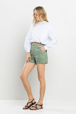 Utility Olive Denim Shorts
