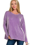 Ribbed Boatneck Long Sleeve Top