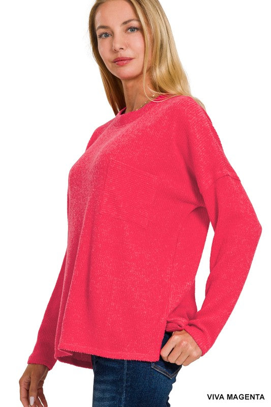 Soft Ribbed Sweater w/ Pocket