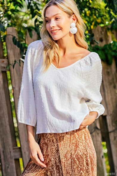 Soft and Stretchy Texture Vneck Blouse