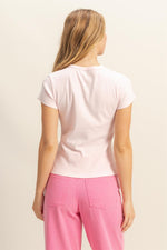 Ribbed Crew Neck Short Sleeve Top
