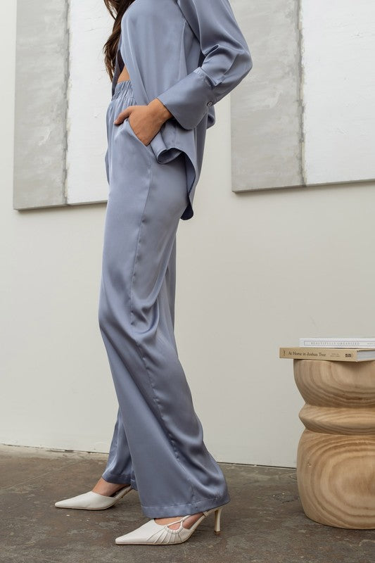 Wide Leg Satin Pants