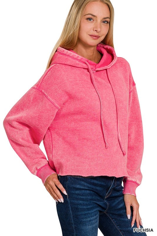 Acid Wash Crop Hoodie