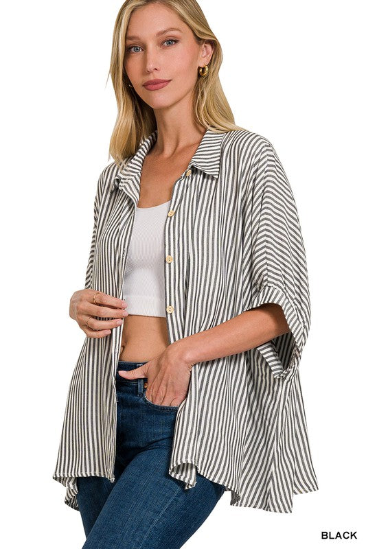 Stripes and Fall Time Oversized Blouse