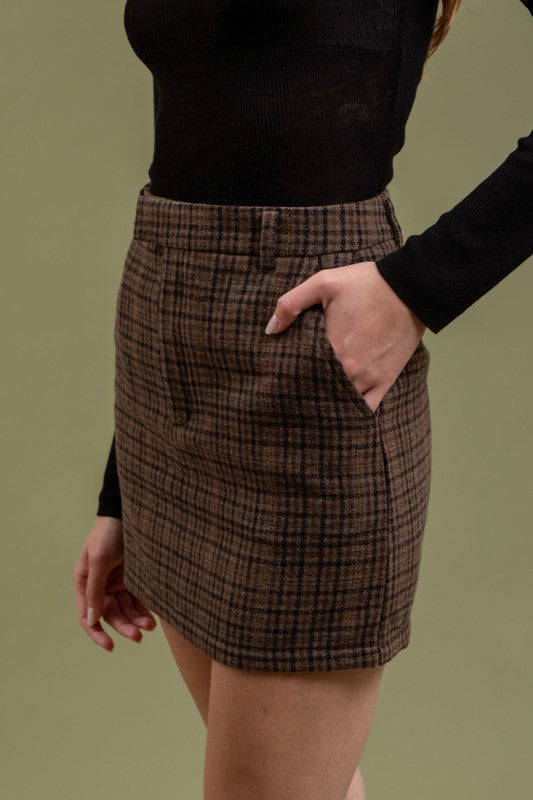 Plaid Zipper Mini Skirt