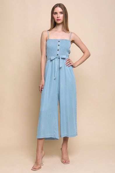 Solid Cami Smocked Jumpsuit