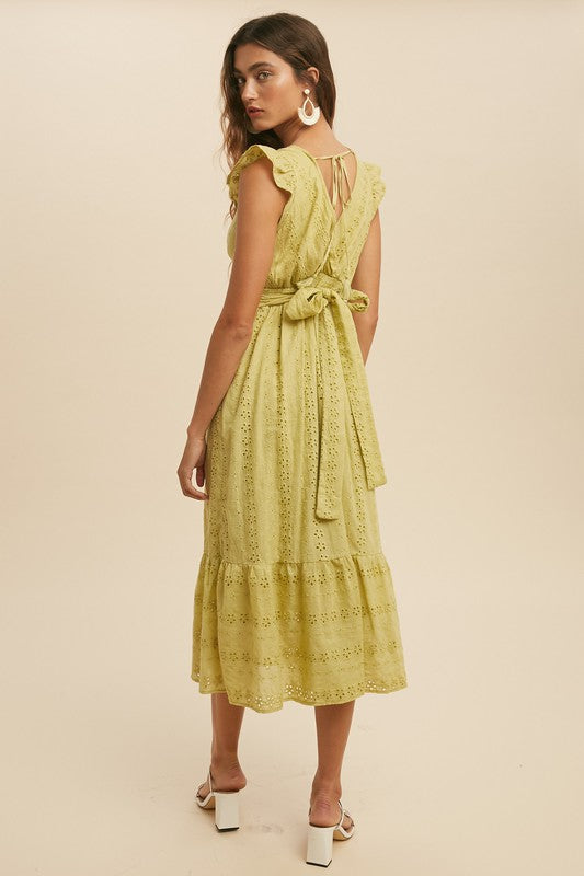 The Joanna Sea Green Midi Tiered Dress x @thetrendygalblog