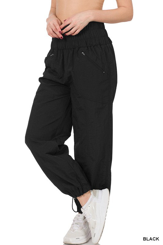 Windbreaker Smocked High Waisted Joggers