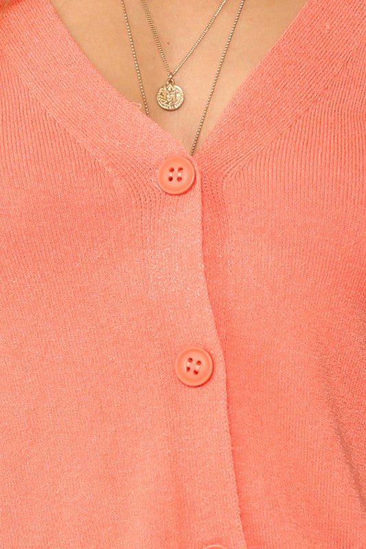 Cropped Coral Cardigan