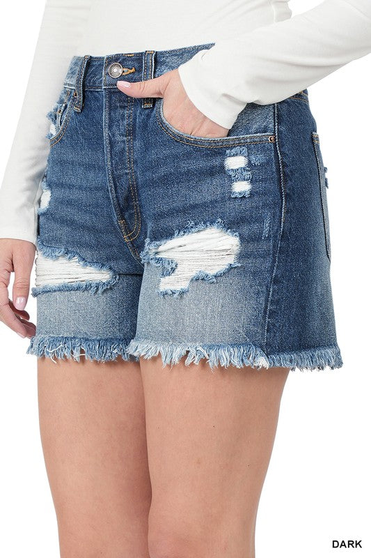 Layla's Non Stretch Distressed Denim Shorts