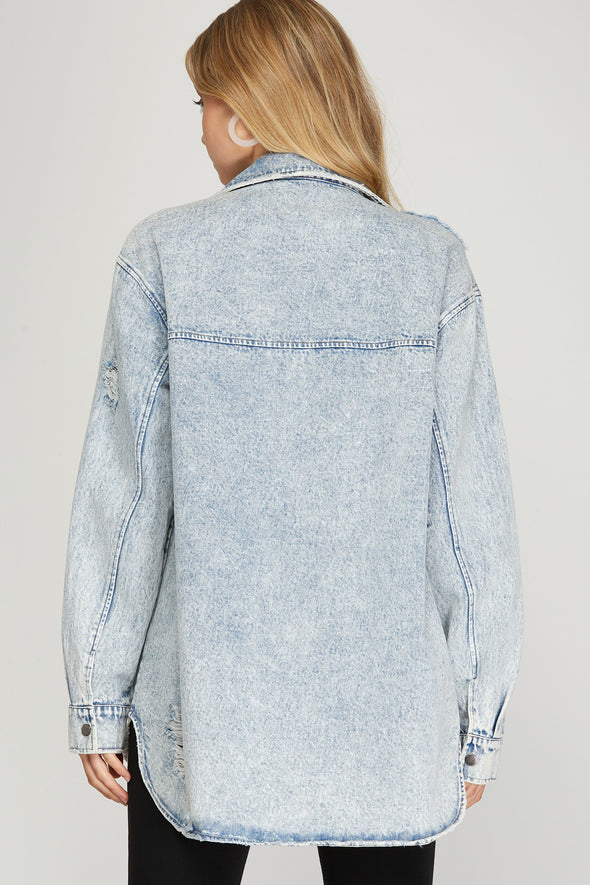 Oversized Love Light Wash Denim Jacket