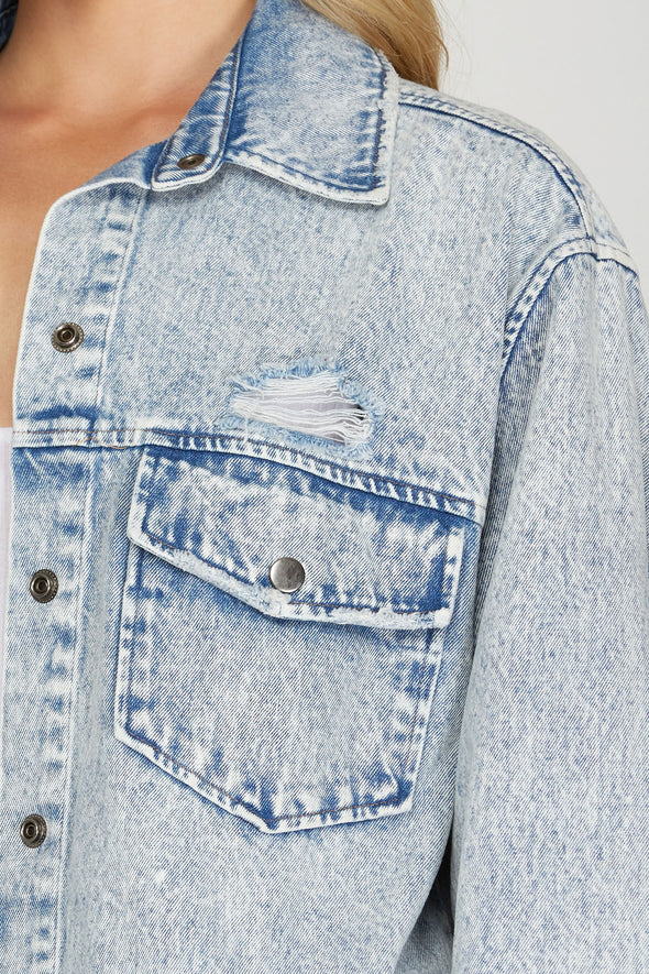 Oversized Love Light Wash Denim Jacket