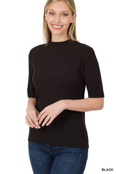 Modal Ribbed Mock Neck Top