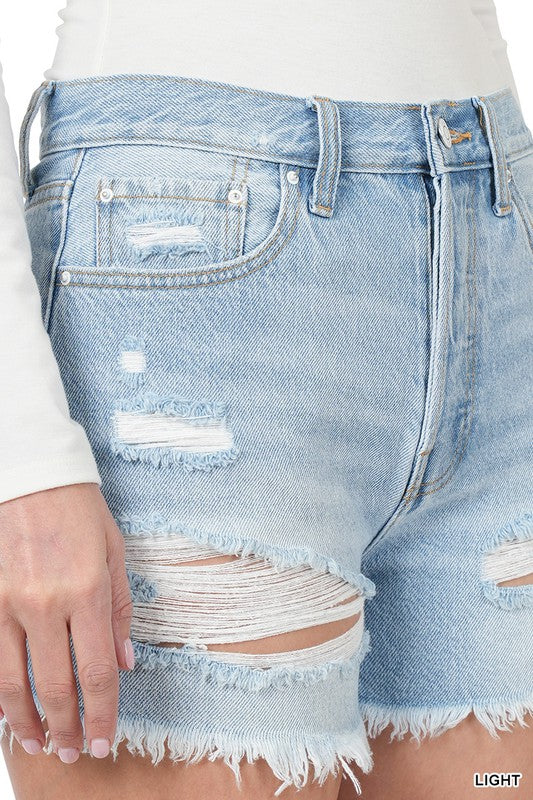 Layla's Non Stretch Distressed Denim Shorts