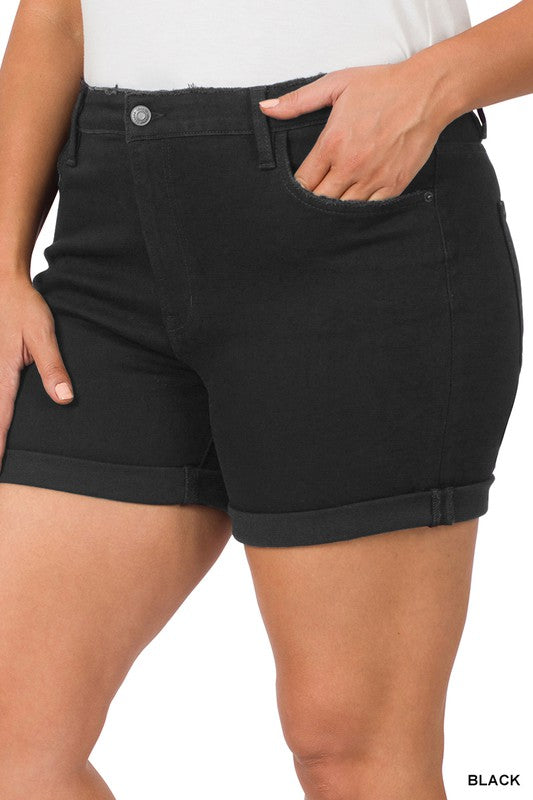 Let's Unwind Black Denim Shorts