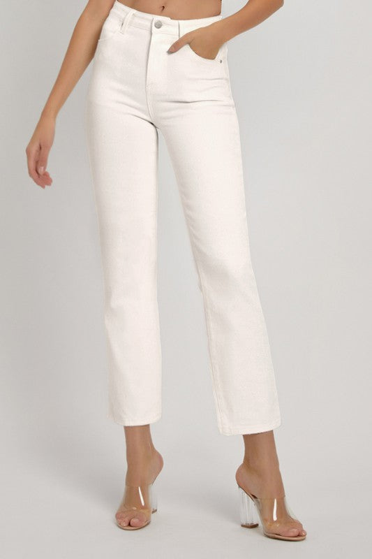 Straight Leg Risen White Denim