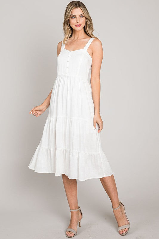 Simple Advice Tiered White Midi Dress