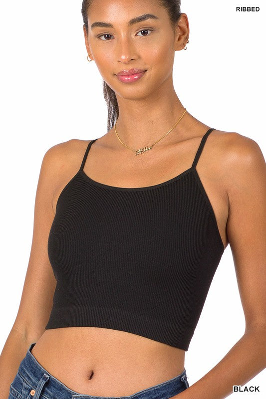 (4 colors) RIBBED SEAMLESS CROPPED CAMI