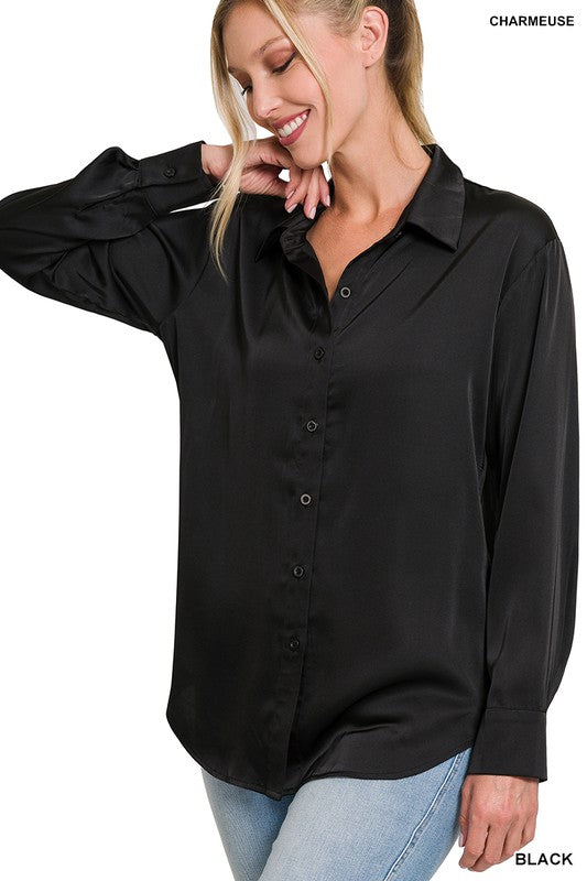 SATIN Charmeuse Button Blouse